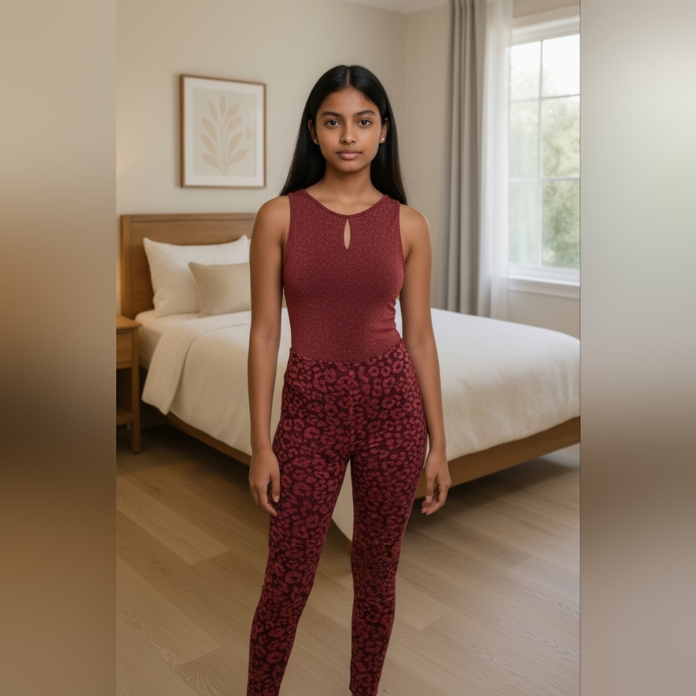 Kimcine Curve Pink & Black Animal Print Metallic Bodysuit And Leggings Set.